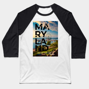 Maryland Travel Poster Baseball T-Shirt